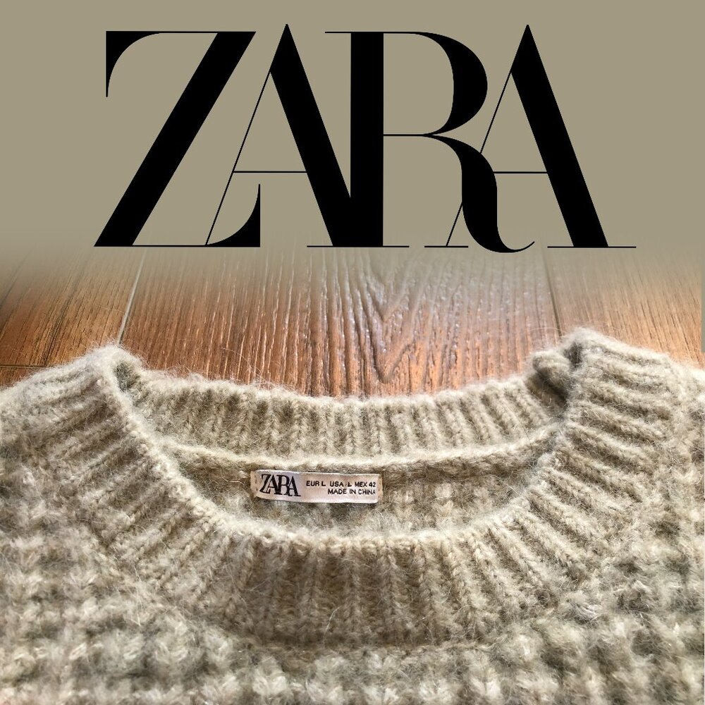 Zara Cozy Wool, Alpaca beige knit sweater L - Picture 3 of 7